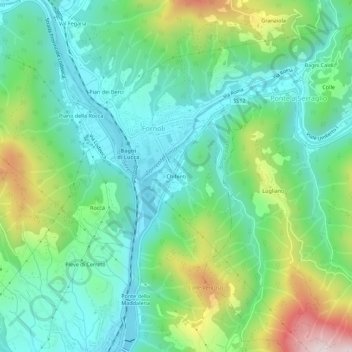 Topografische kaart Chifenti, hoogte, reliëf