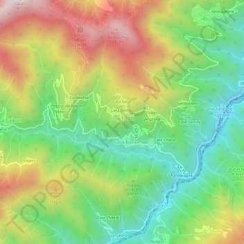 Topografische kaart Barbagosa, hoogte, reliëf