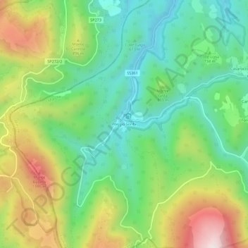 Topografische kaart Poggio Sorifa, hoogte, reliëf