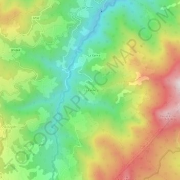 Topografische kaart Le Caldie, hoogte, reliëf