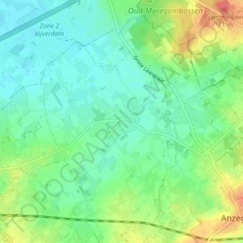 Topografische kaart Heirweg, hoogte, reliëf