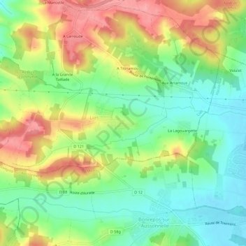 Topografische kaart Croix, hoogte, reliëf