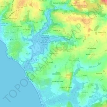 Topografische kaart Kermabo, hoogte, reliëf