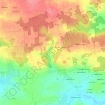 Topografische kaart Le Val, hoogte, reliëf