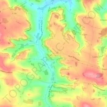 Topografische kaart A Doat, hoogte, reliëf