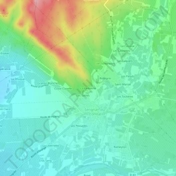 Topografische kaart La Paillonne, hoogte, reliëf