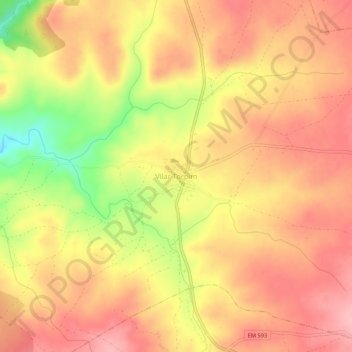Topografische kaart Vilar Torpim, hoogte, reliëf