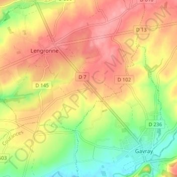 Topografische kaart La Goubinière, hoogte, reliëf