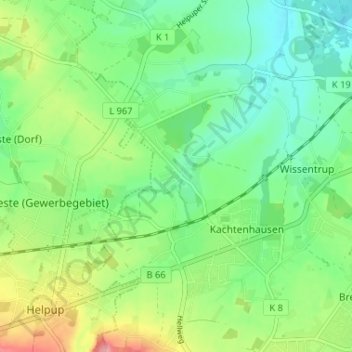Topografische kaart Ehlenbruch, hoogte, reliëf