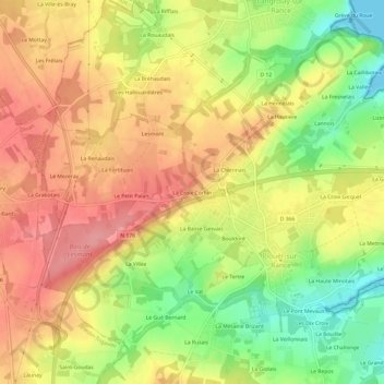 Topografische kaart La Croix Corbin, hoogte, reliëf