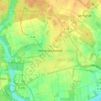 Topografische kaart Hohenlockstedt, hoogte, reliëf