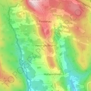 Topografische kaart Heinrichsbrunn, hoogte, reliëf