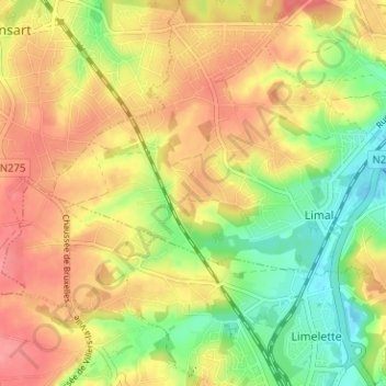 Topografische kaart Grandsart, hoogte, reliëf
