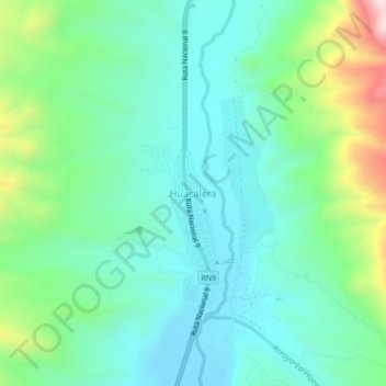 Topografische kaart Huacalera, hoogte, reliëf