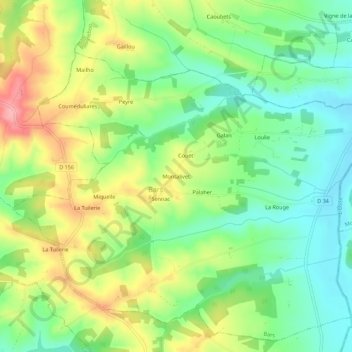 Topografische kaart Montalivet, hoogte, reliëf