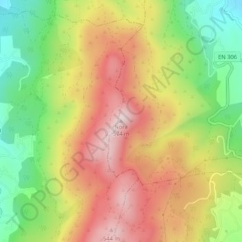 Topografische kaart Nora, hoogte, reliëf