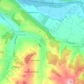 Topografische kaart Niederbach, hoogte, reliëf