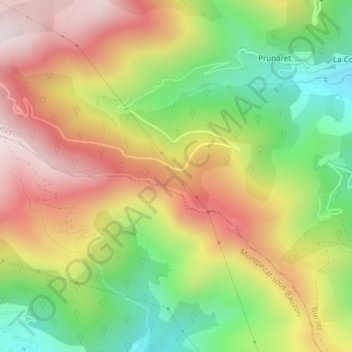 Topografische kaart Pesade de l'âne, hoogte, reliëf