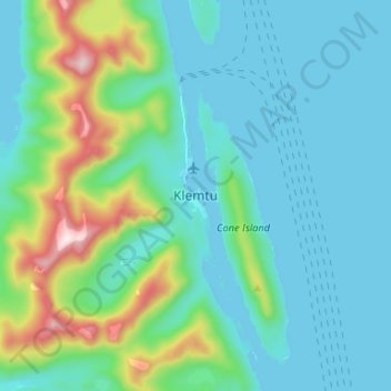 Topografische kaart Klemtu, hoogte, reliëf