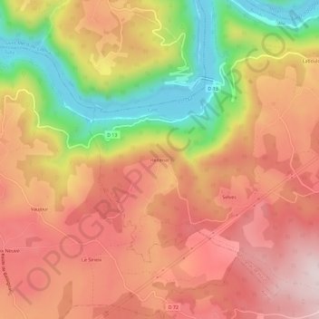 Topografische kaart Redenat, hoogte, reliëf