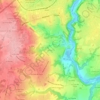 Topografische kaart L'Echapt, hoogte, reliëf