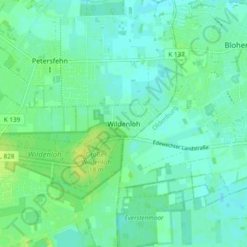 Topografische kaart Wildenloh, hoogte, reliëf