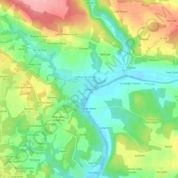 Topografische kaart Le Nancq, hoogte, reliëf
