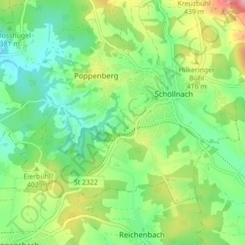 Topografische kaart Tiefendobl, hoogte, reliëf