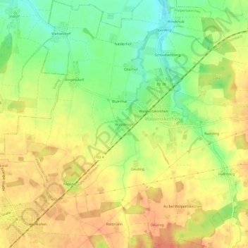 Topografische kaart Holzstrogn, hoogte, reliëf