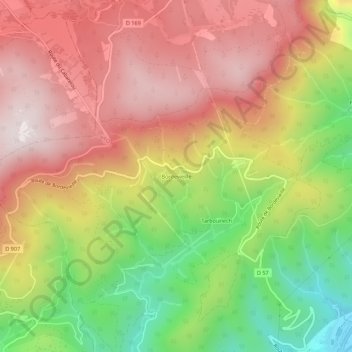 Topografische kaart Bordevieille, hoogte, reliëf