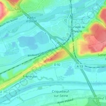 Topografische kaart La Capellière, hoogte, reliëf