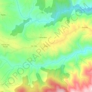 Topografische kaart Progo, hoogte, reliëf