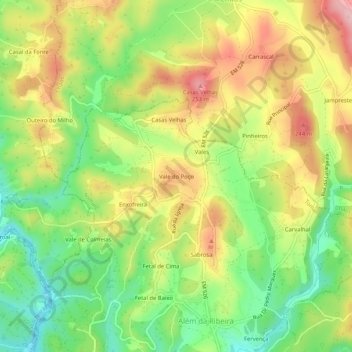 Topografische kaart Vale do Poço, hoogte, reliëf