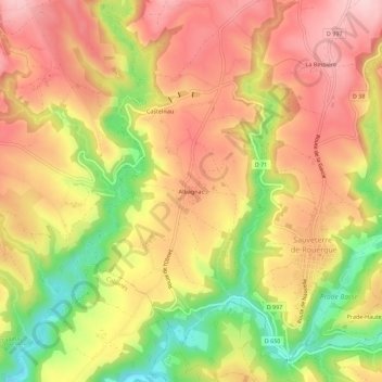 Topografische kaart Albagnac, hoogte, reliëf