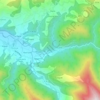 Topografische kaart Randille, hoogte, reliëf