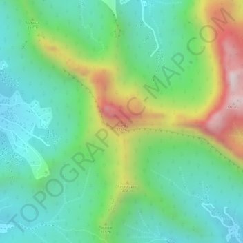Topografische kaart Mt Tearai, hoogte, reliëf