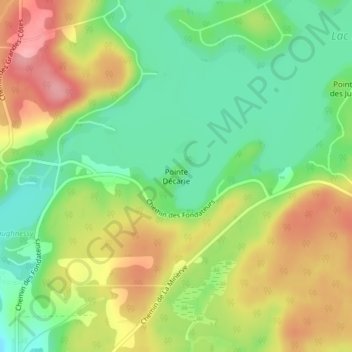 Topografische kaart Pointe Décarie, hoogte, reliëf
