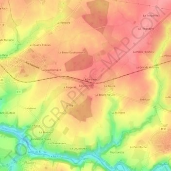 Topografische kaart La Colonne, hoogte, reliëf