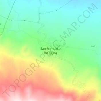 Topografische kaart San Francisco de Yojoa, hoogte, reliëf