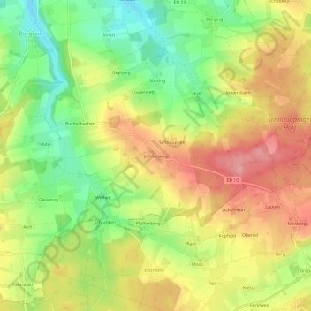 Topografische kaart Lichtenweg, hoogte, reliëf