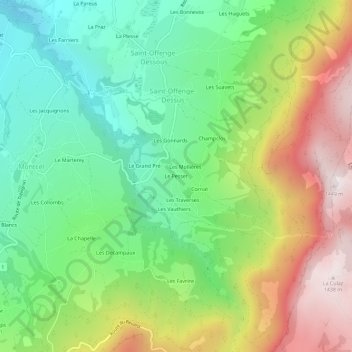 Topografische kaart Le Pesset, hoogte, reliëf