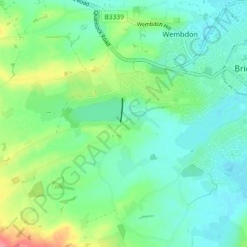 Topografische kaart Durleigh, hoogte, reliëf