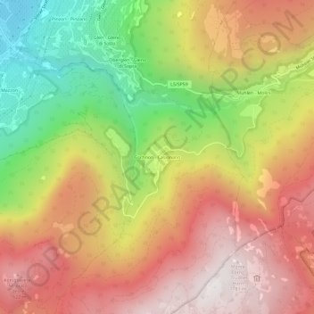 Topografische kaart Gschnon, hoogte, reliëf