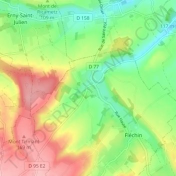 Topografische kaart Cuhem, hoogte, reliëf