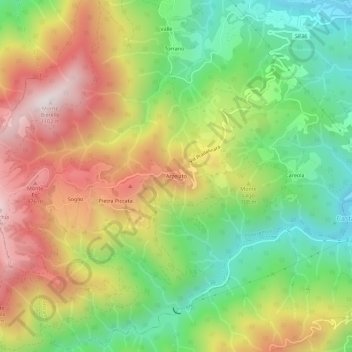 Topografische kaart Arzelato, hoogte, reliëf