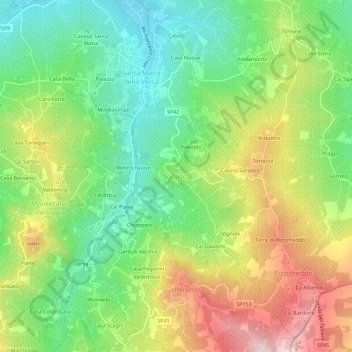 Topografische kaart Soriasco, hoogte, reliëf