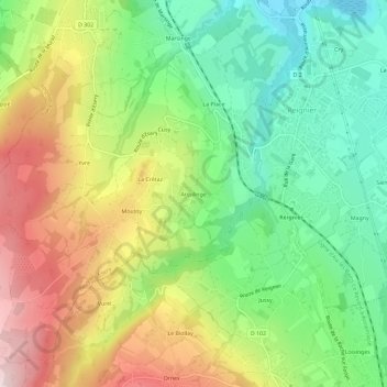 Topografische kaart Arculinge, hoogte, reliëf