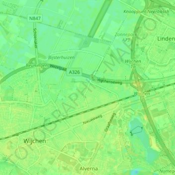 Topografische kaart Woezikrot, hoogte, reliëf