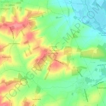 Topografische kaart La Cotonnière, hoogte, reliëf
