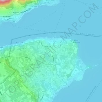 Topografische kaart Portese, hoogte, reliëf